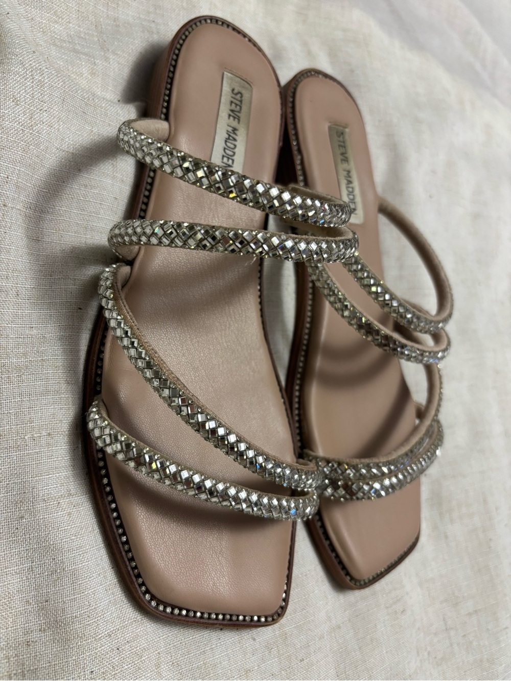 Steve Madden Blush Nude Crystal-Strap Sandals